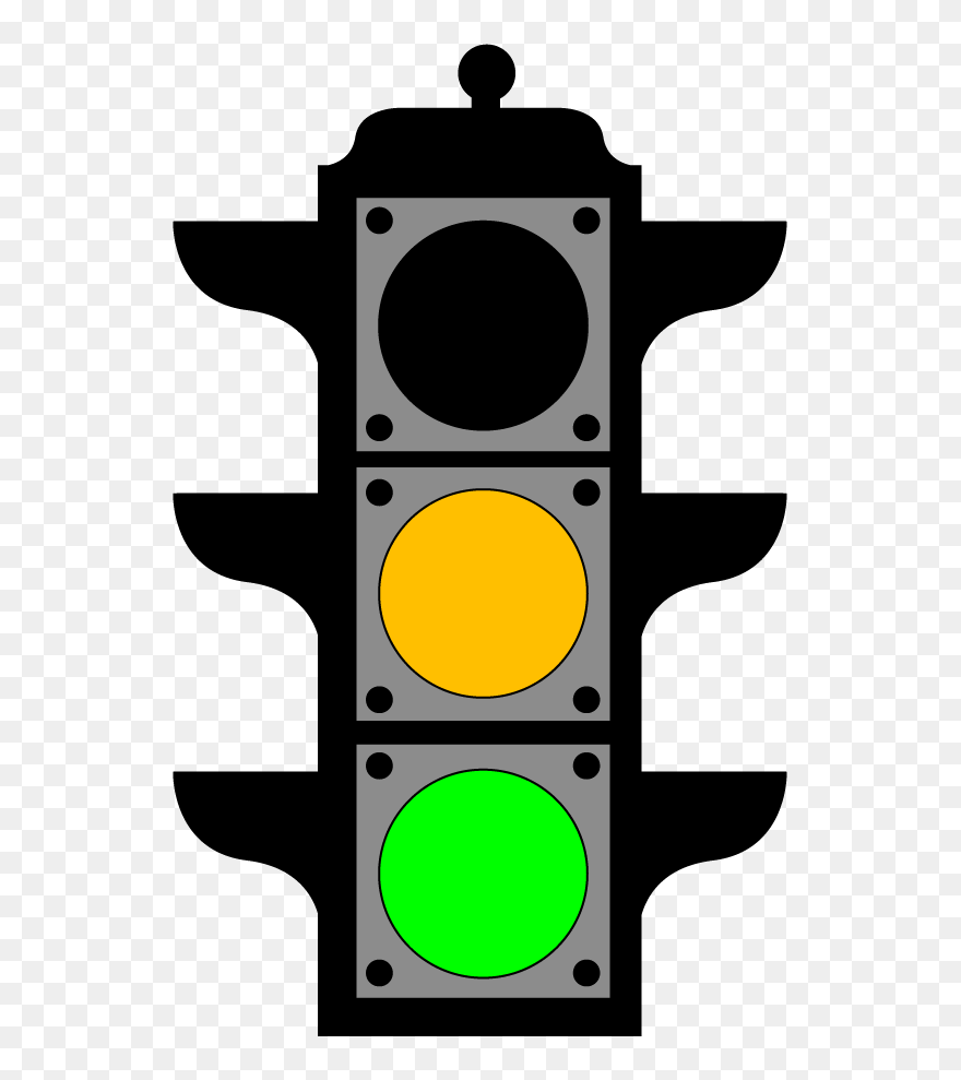 Yellow Lit Up Traffic Light Cartoon Clipart