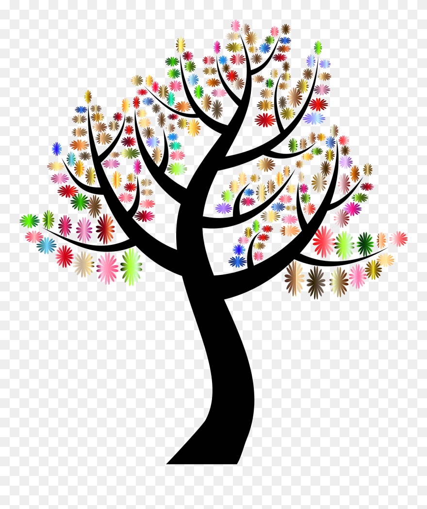 Clipart Tree Flower - Tree With 9 Branches - Png Download