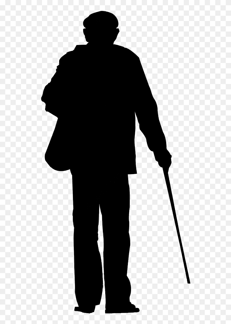 Lonely Old Man Back Png Download - Old Person Silhouette Png Clipart