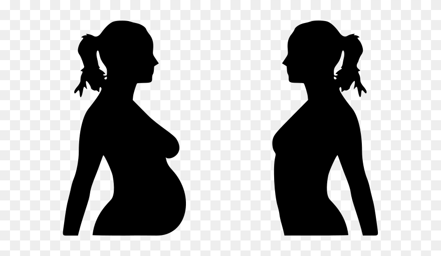 Women Pregnant Versus Non Pregnant Clipart