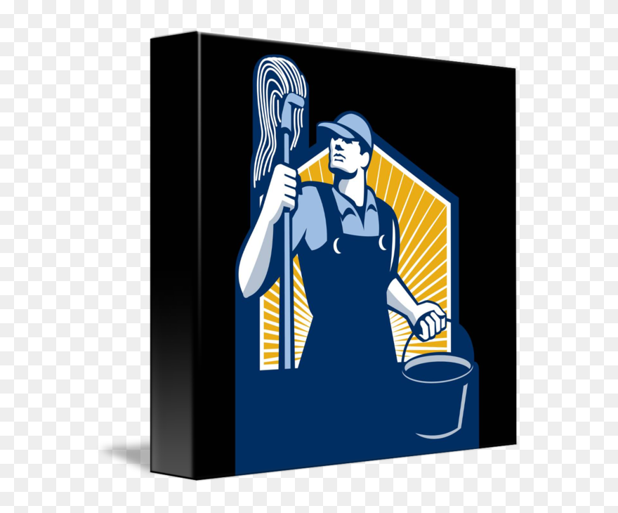 Transparent Mop Clipart - Mop And Bucket Trophy - Png Download