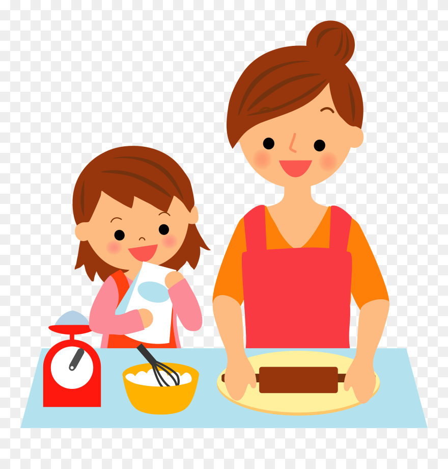 Mother And Daughter Baking Clipart - Png Download