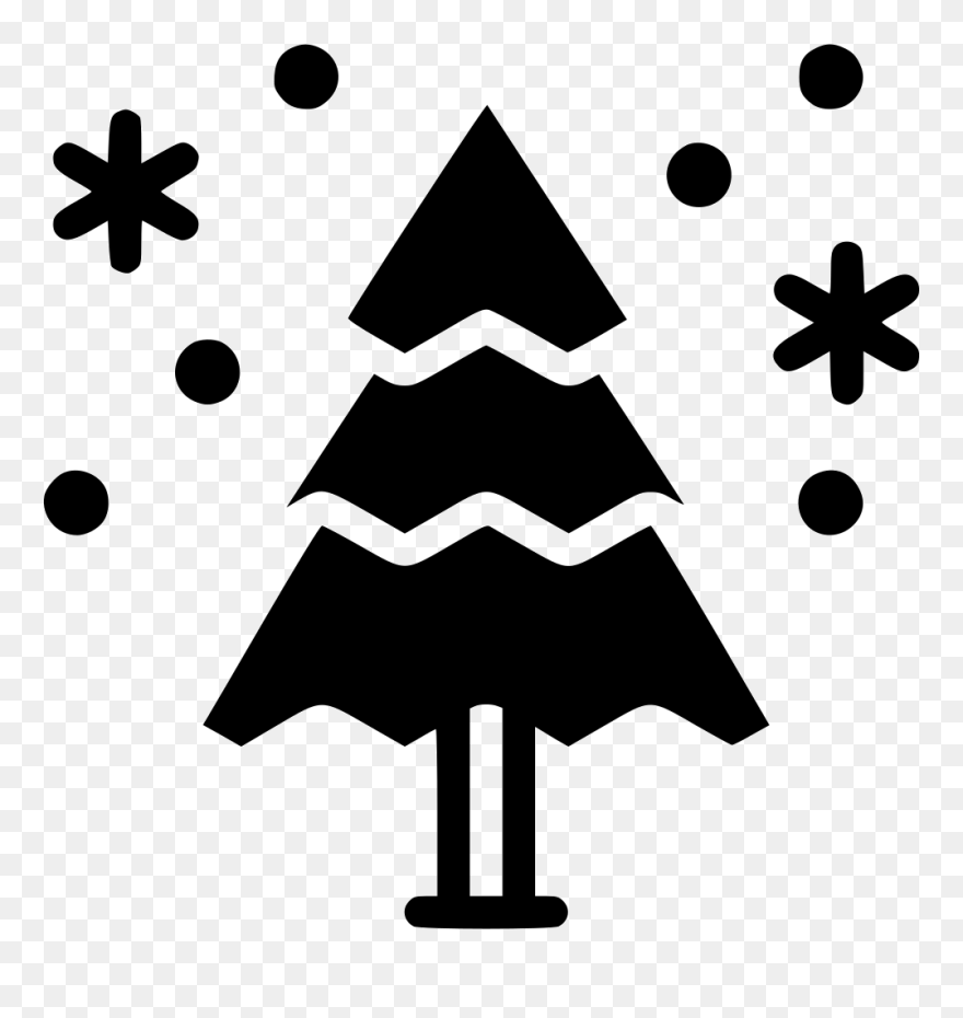 Winter Snowing Tree Snowflake - Snowflake Easy Drawing Clipart