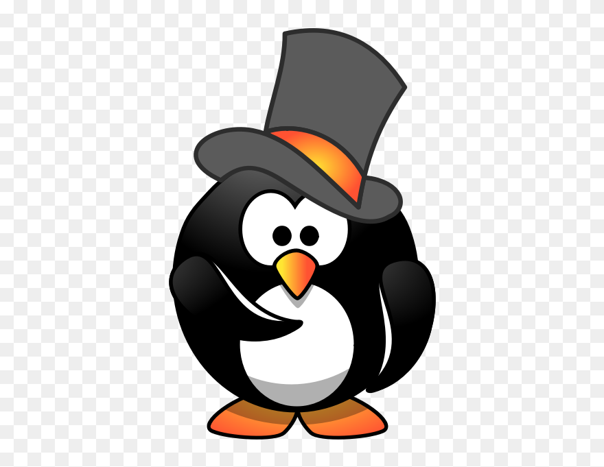 Penguin Top Hat Wants You - Penguin With A Hat Cartoon Clipart