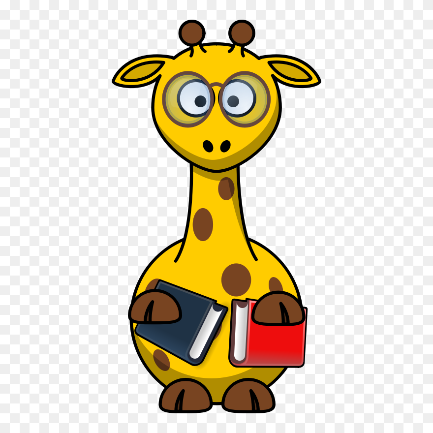 Giraffe Bookworm - Cartoon Giraffe Clipart