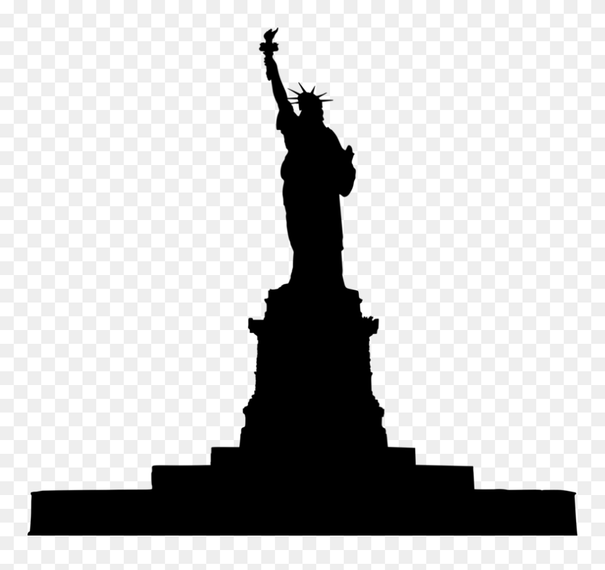 City,silhouette,statue - Statue Of Liberty Clipart