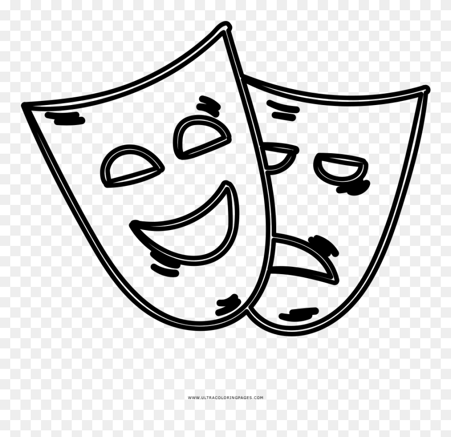 Masks Coloring Page Clipart