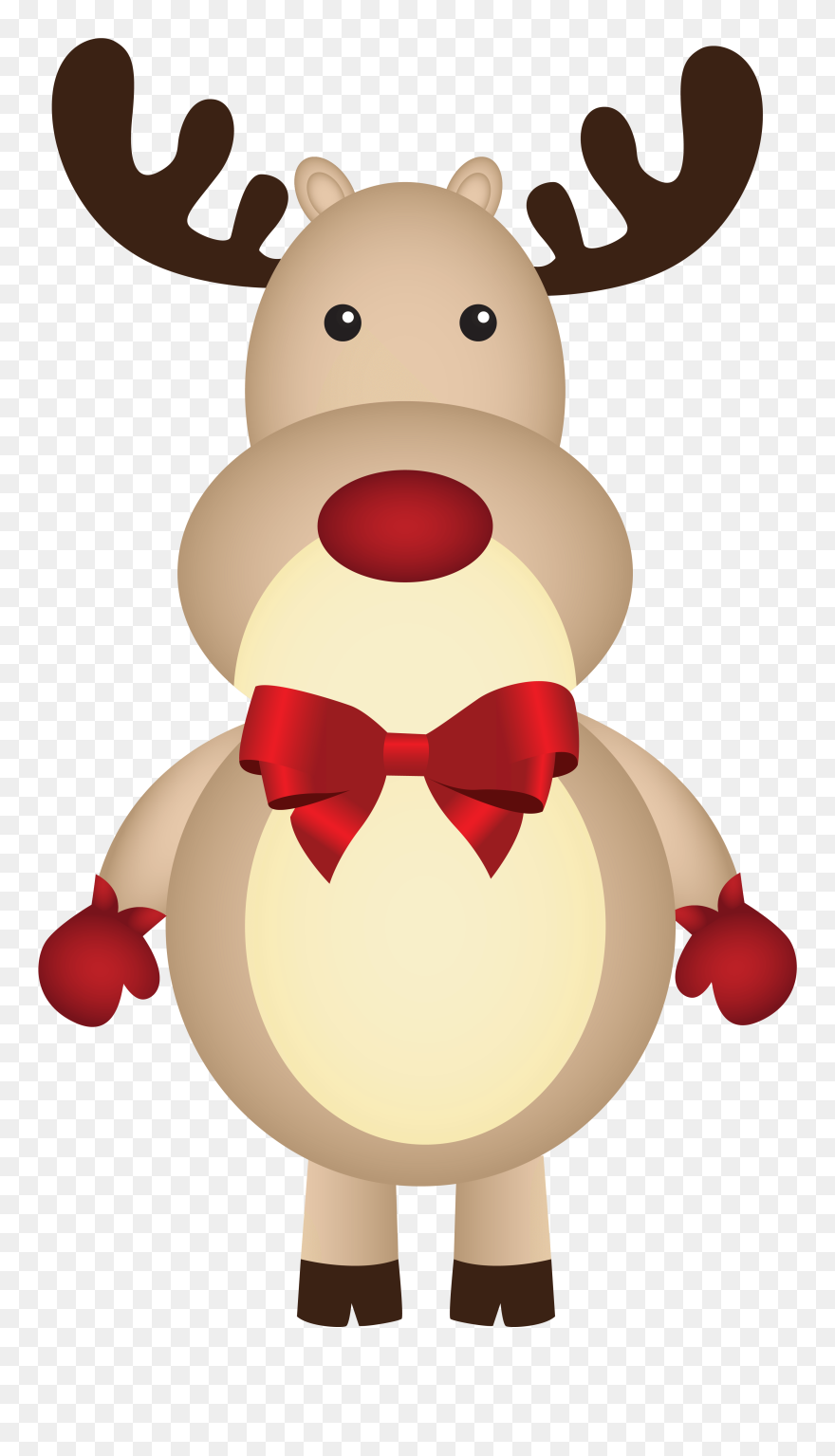 Christmas Rudolph With Bow Png Clipart Image - Christmas Rudolph Clipart Transparent Png