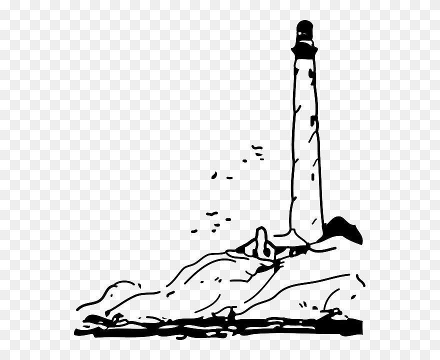 House, Lighthouse, Black, Drawing, White, Light, Line - Lighthouse Clip Art - Png Download