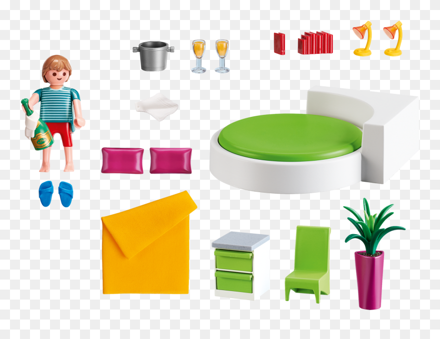 Transparent Livingroom Clipart - Playmobil Modern Mansion Bedroom - Png Download
