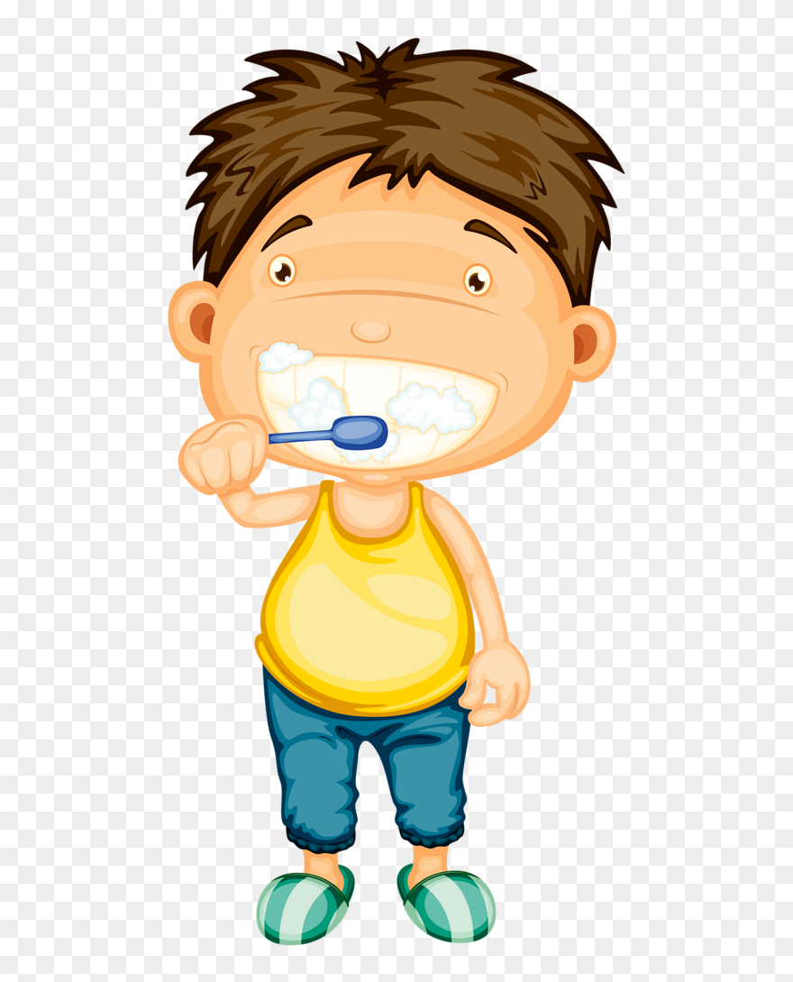 Boy Brushing Teeth Clipart - Png Download