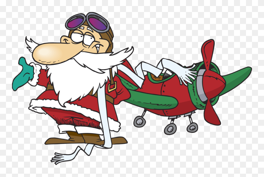Santa Fly - Clipart Santa Claus Airplane - Png Download