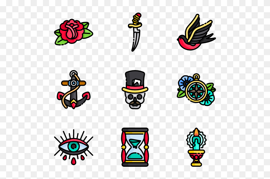 Old School Tattoo Icons Clipart