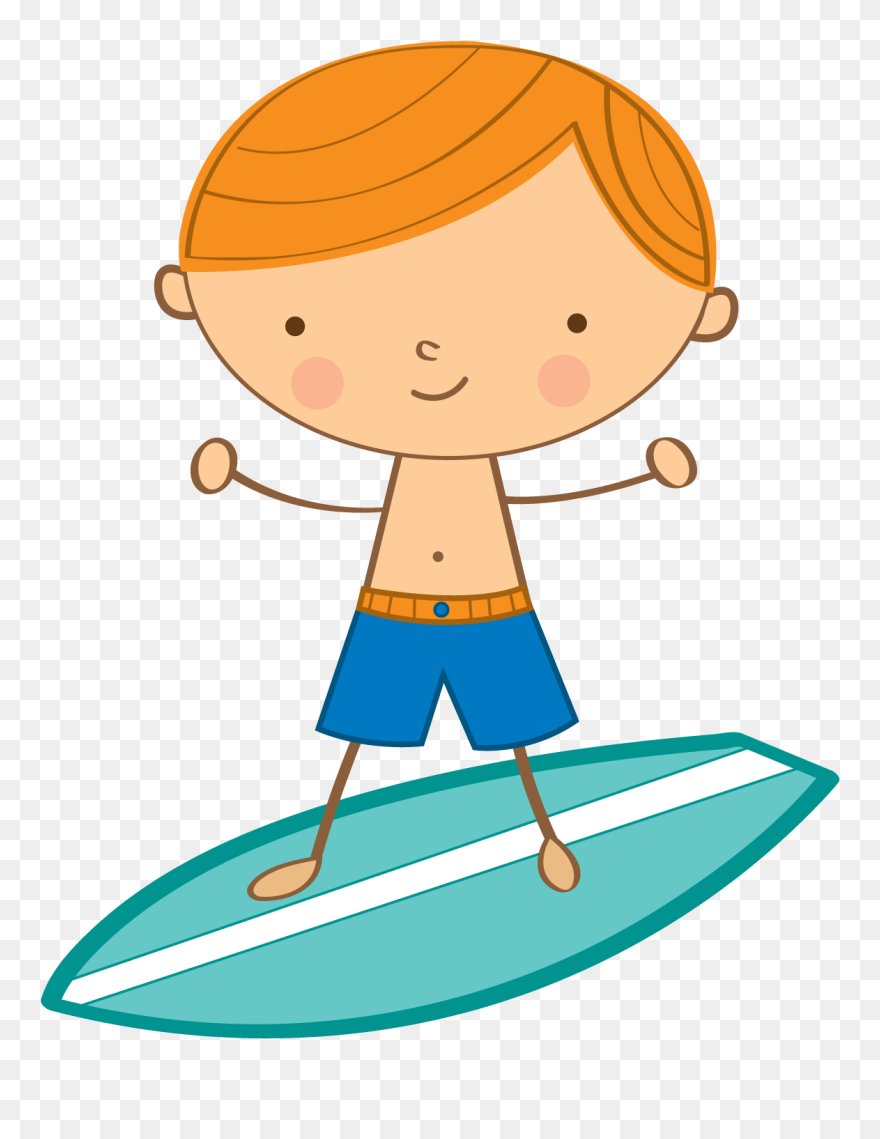 Desenho De Menino Na Praia Clipart