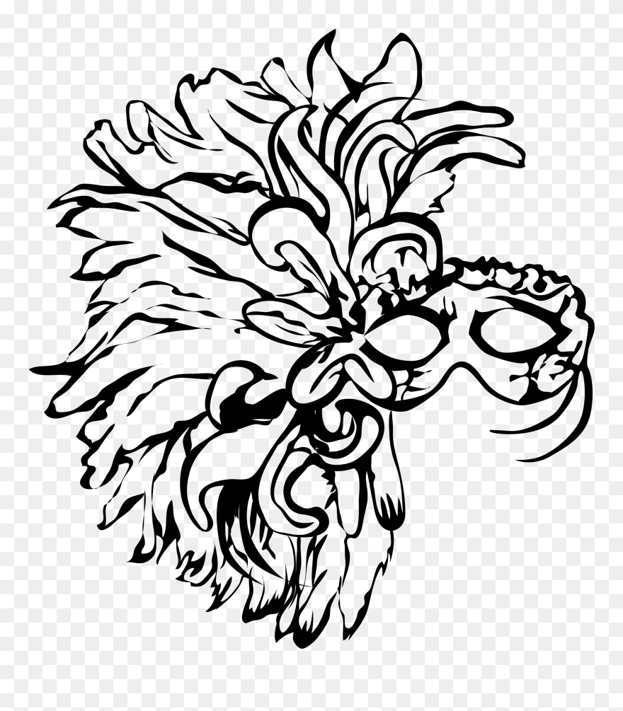 Transparent Feathers Clipart - Drawing Mardi Gras Mask - Png Download