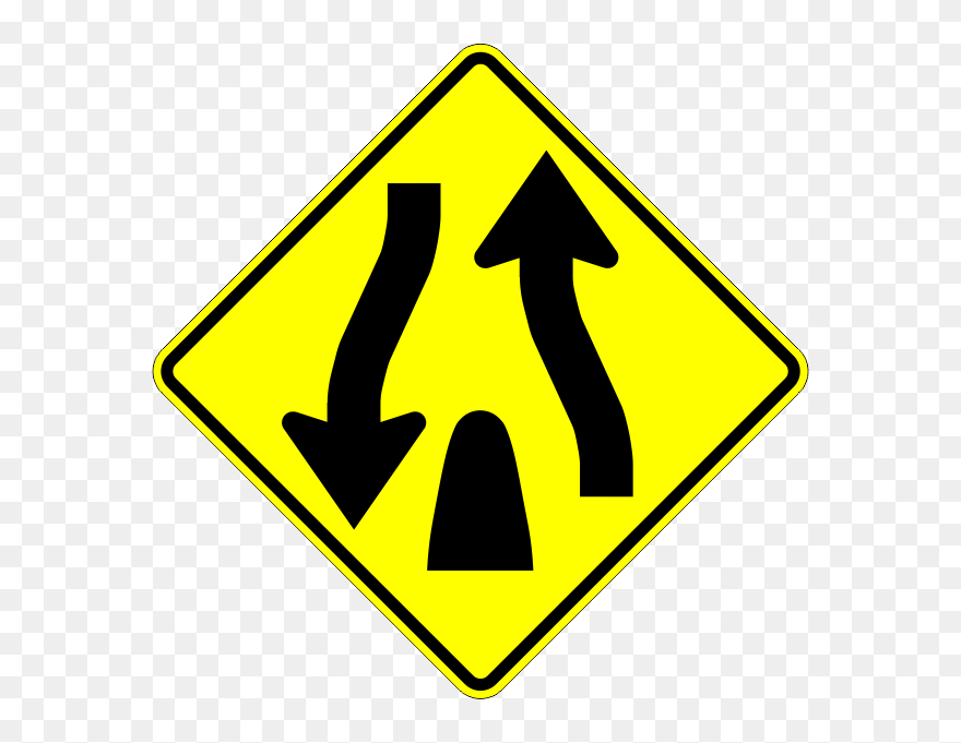 Transparent Division Symbol Clip Art - Divided Highway Sign - Png Download