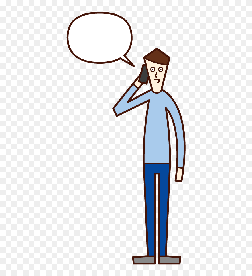 Illustration Of A Man Talking On The Phone - 道具 美容 師 の イラスト Clipart