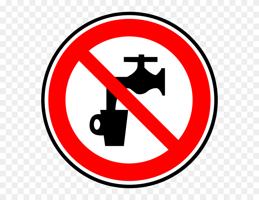 No Drinking Water Prohibition Sign Vector Graphics - Non Potable Water Logo Clipart