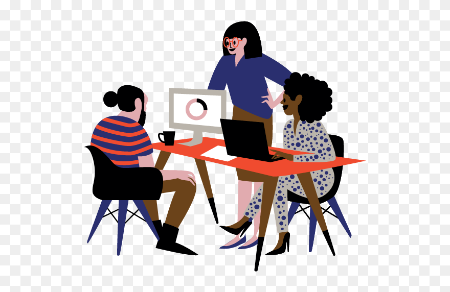 An Illustrated Team Of Employees Who Are Focused On - Oc Tanner Clipart