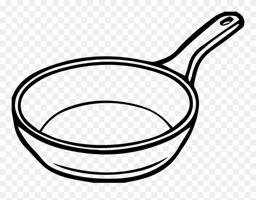 Cookware Frying Drawing Clip - Line Drawing Frying Pan - Png Download