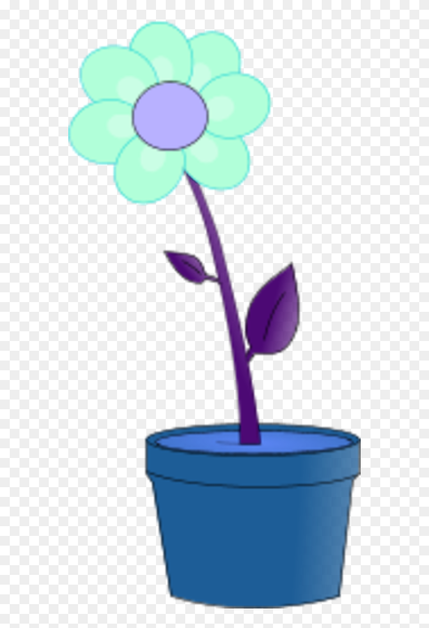 Flower With Leaves In A Planting Pot - Clip Art - Png Download