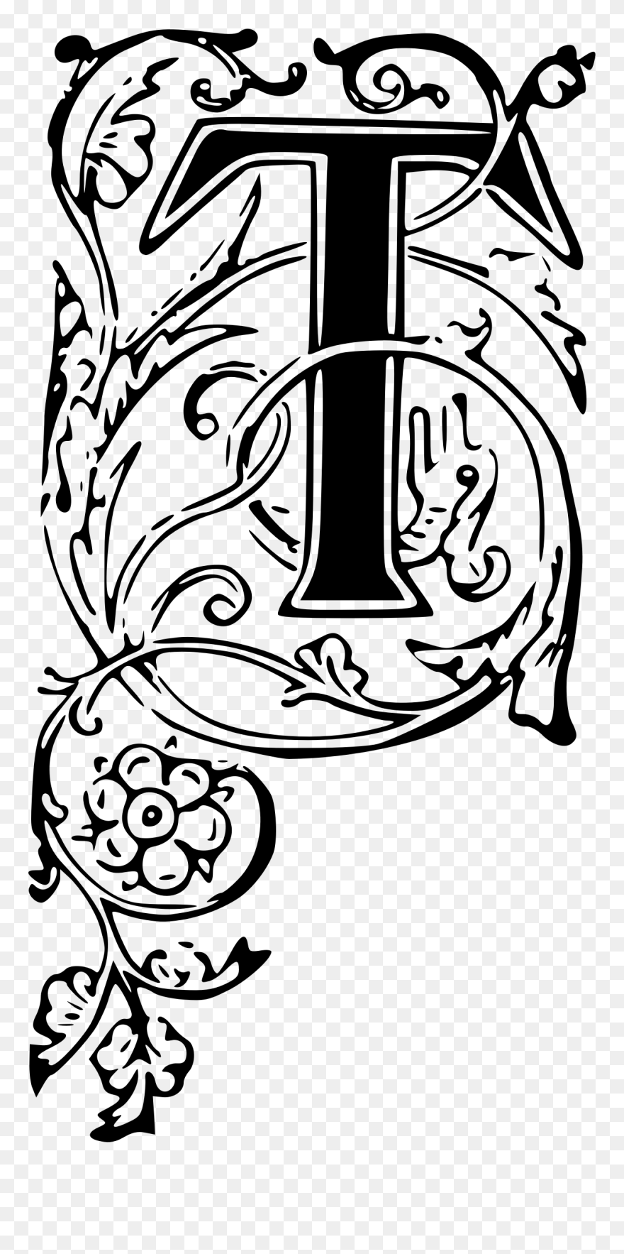 Fancy Letter T Clipart - Ornate Letter T - Png Download