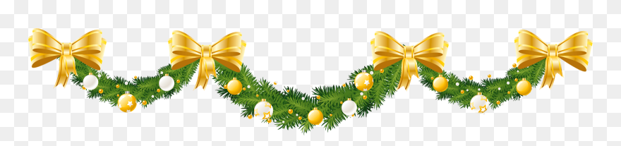 Gold Christmas Garland Clipart - Png Download