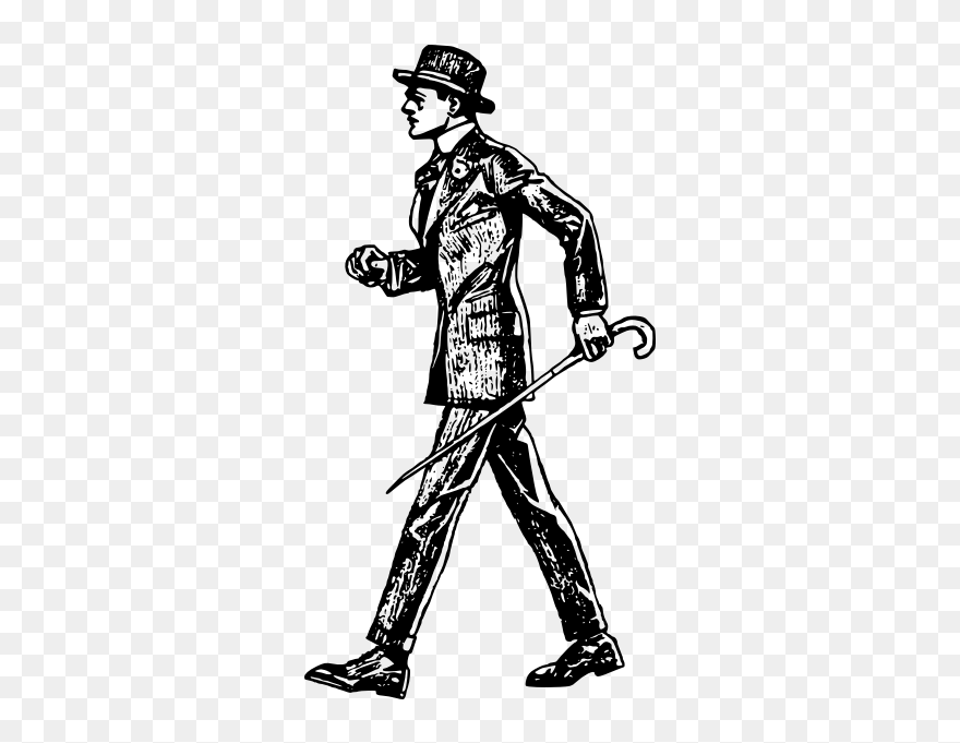 Suited Man Walking - Man In Suit Walking Silhouette Clipart