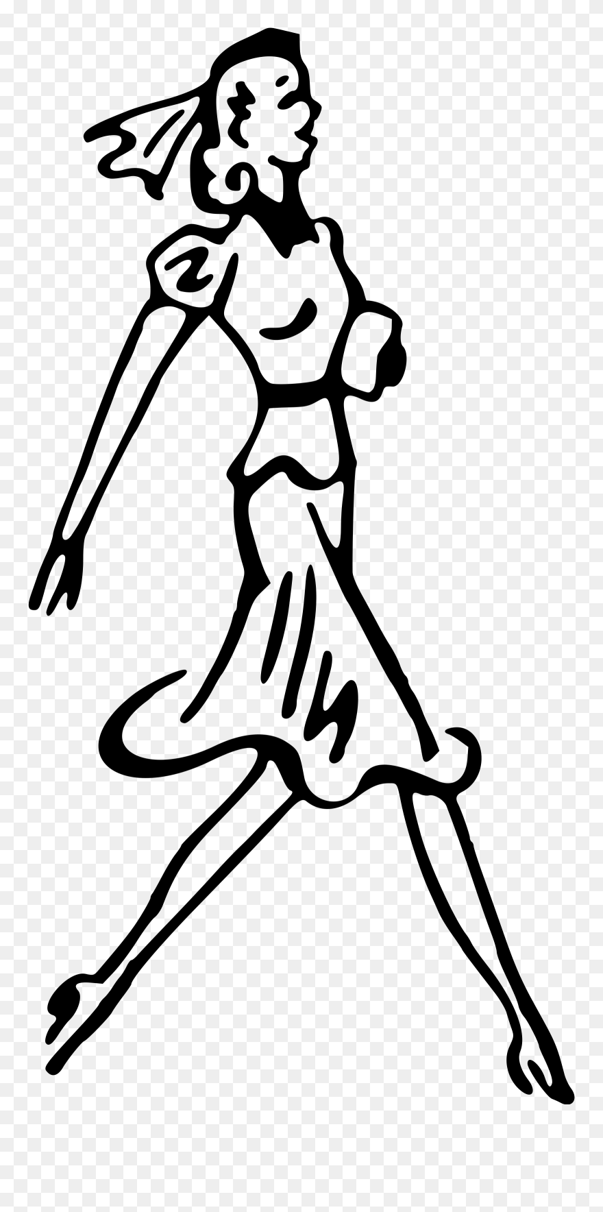 Walking Svg Clip Arts - Woman Walking Clipart Black And White - Png Download