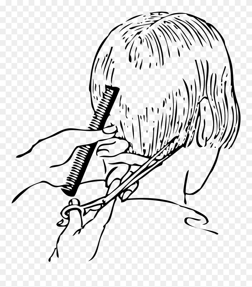 Drawing Of Cutting Hair Clipart