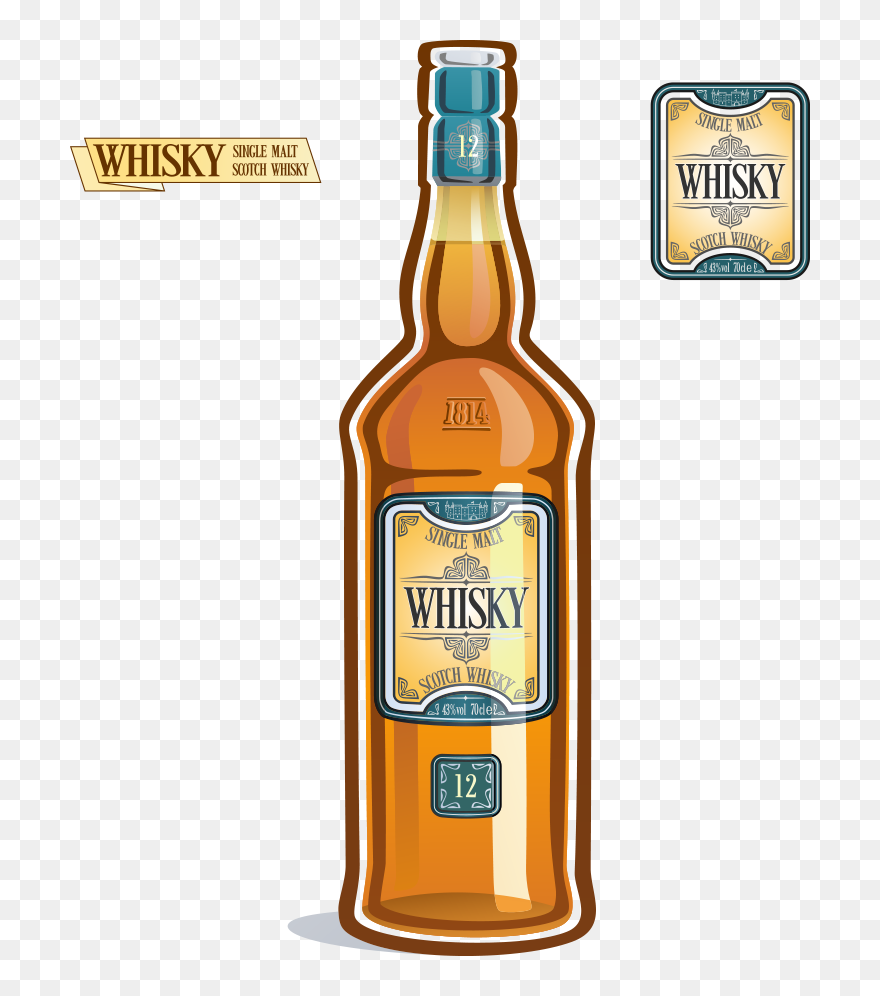 Whisky Beer Wine Liqueur Bottle - Botella De Alcohol Animadas Clipart