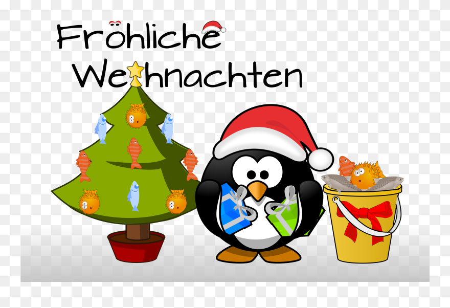 Penguin Xmas Card Clip Arts - Cartoon Penguin - Png Download