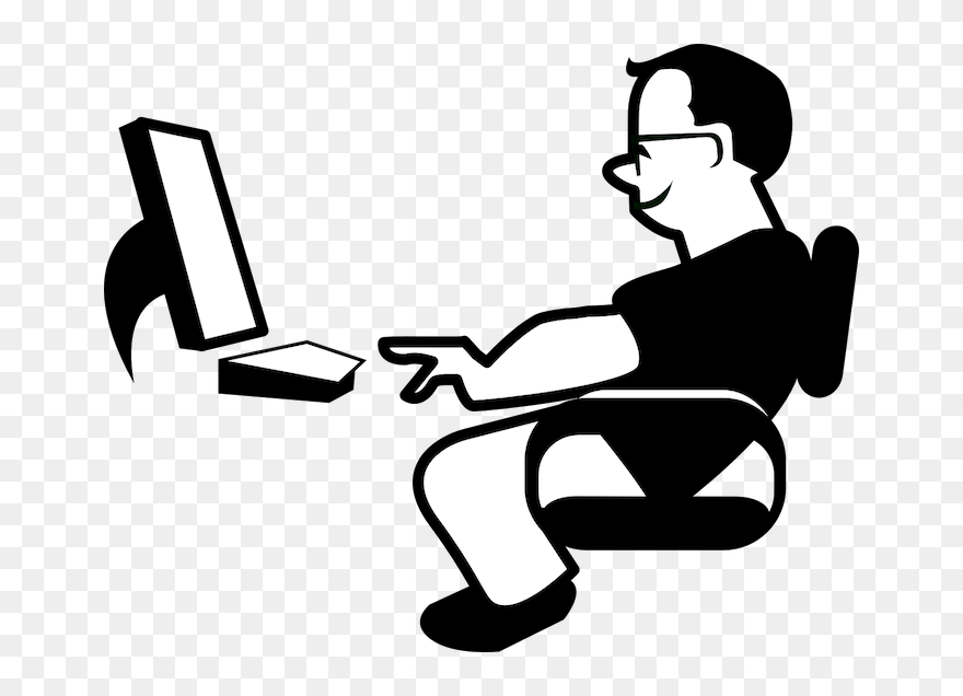 Cartoon Person Using Computer Clipart