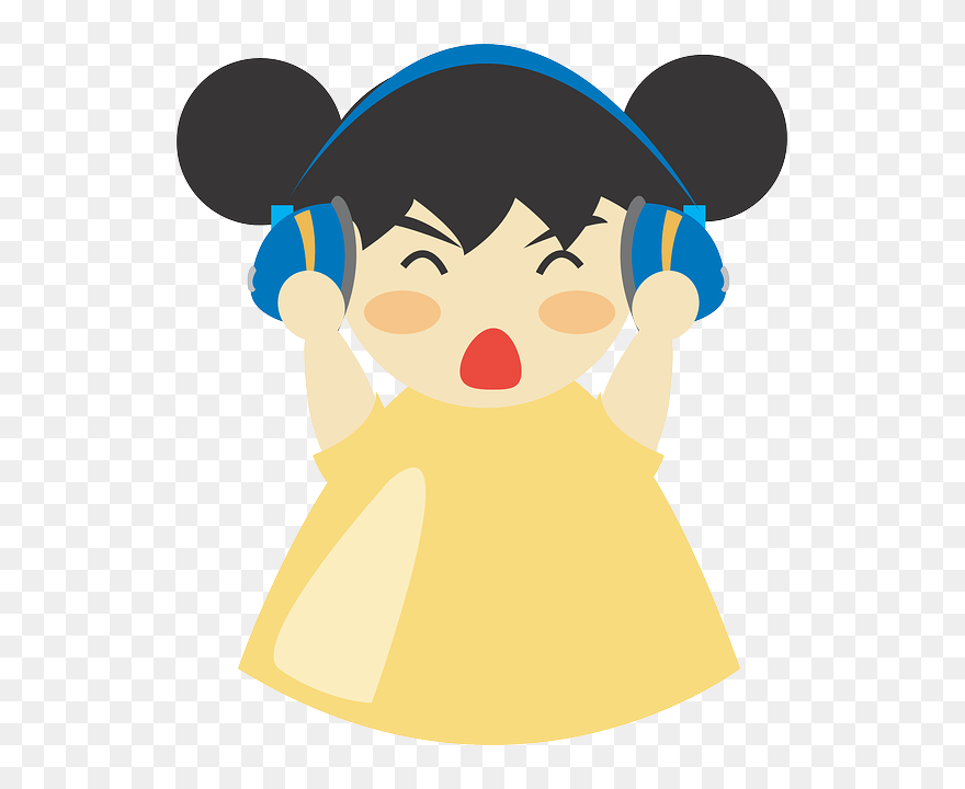 Earphones, Sound, Character, Girl, Headphone, Listen - Listen To Music Png Clipart