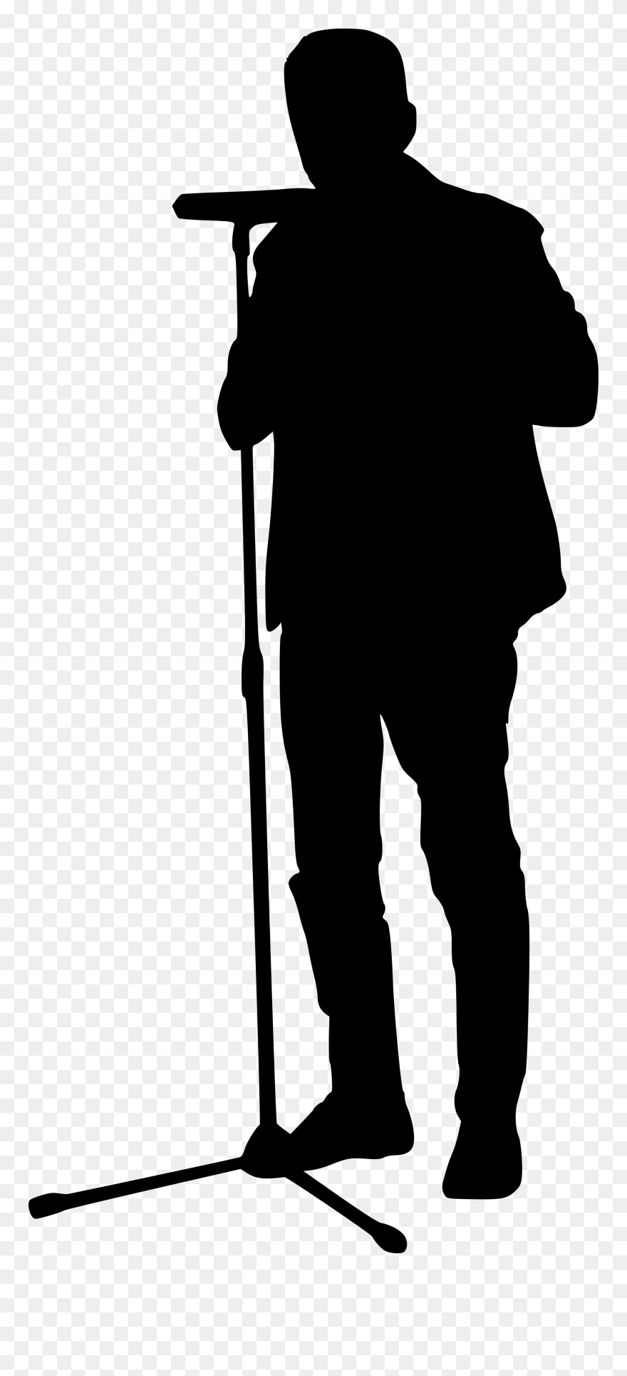 Silhouette Human Head Clip Art - Silhouette Of Man With A Mic Png Transparent Png