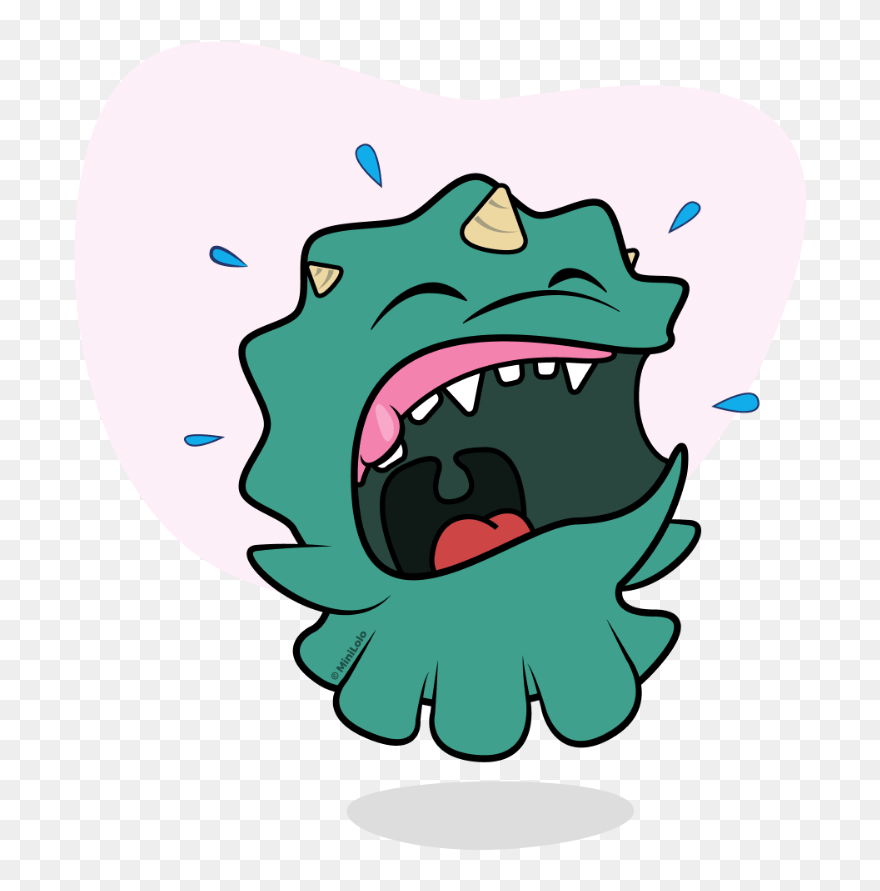 Teething Monster Crying From Teething Pain - Cartoon Clipart