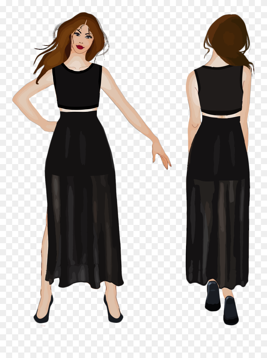 Front And Back View - Back Of Woman Clipart - Png Download