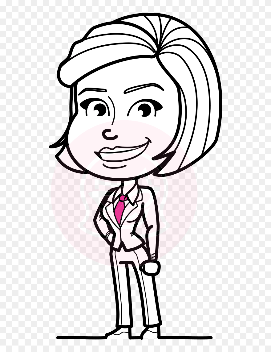 Cute Black And White Woman Cartoon Vector Character- - Woman Clipart Black And White - Png Download