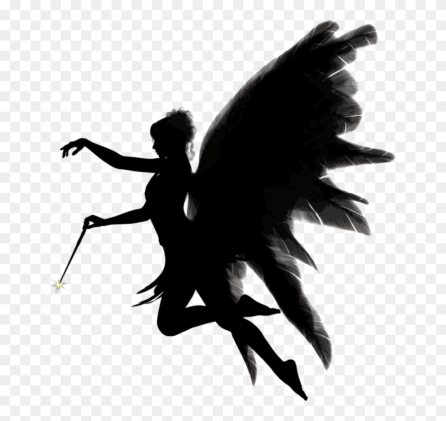 Silhouette,monochrome Photography,supernatural Creature - Angel Dark Png Clipart