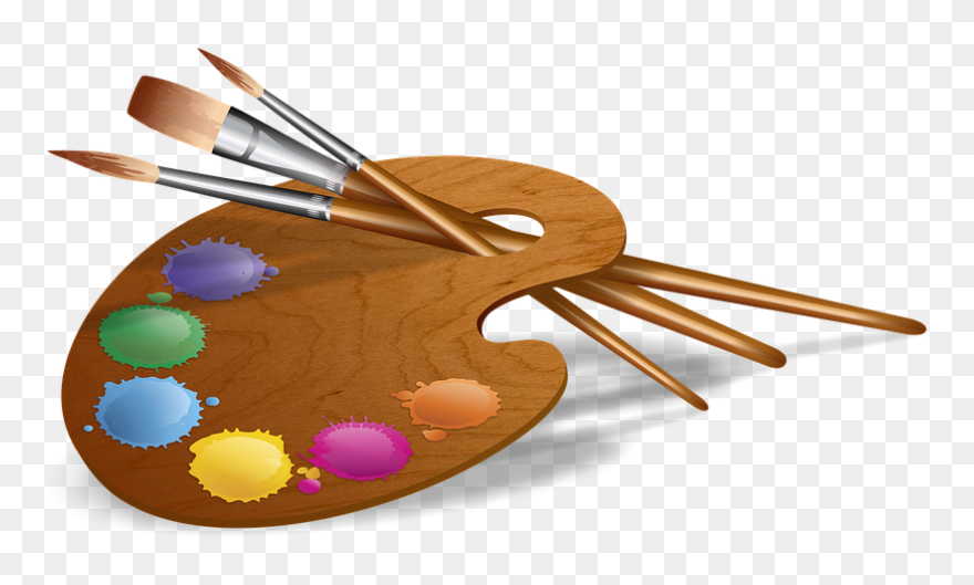 Paint Brush And Palet - Paint Brush And Palette Png Clipart