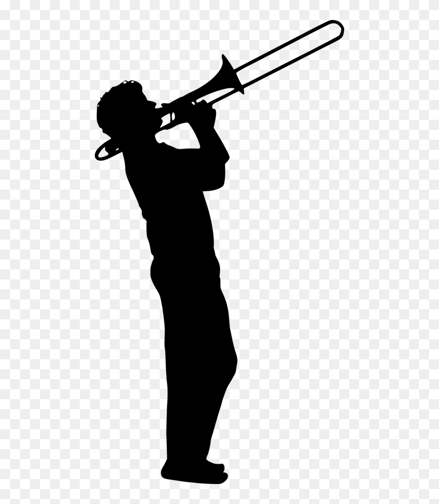 Silhouette Musician Jazz - Trombone Player Silhouette Png Clipart