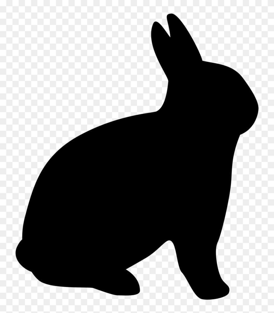 File - Rabbit Silhouette - Erect Ears - Facing Right - Easter Bunny Warning Clipart