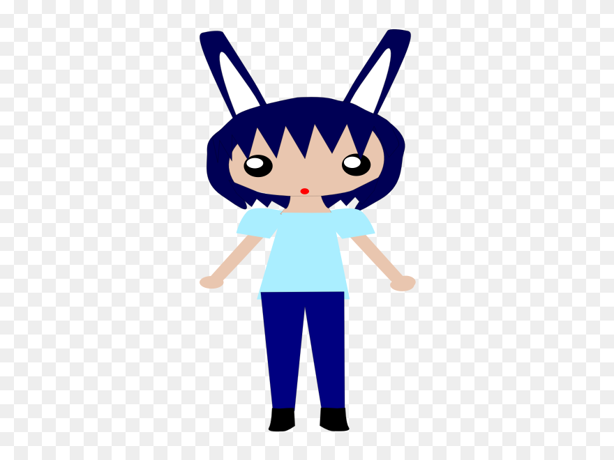 Girl With Rabbit Ears - Cartoon Clipart