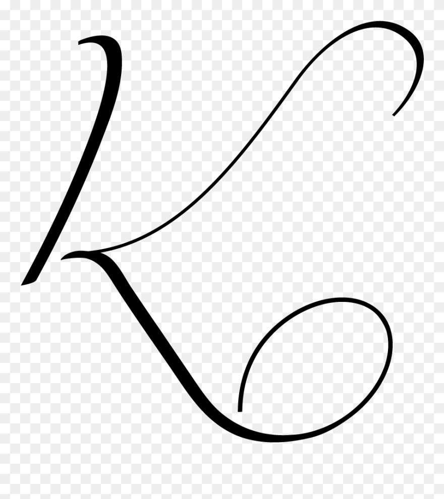 Monogram Letter Clip Art - Fancy Cursive K Letter - Png Download