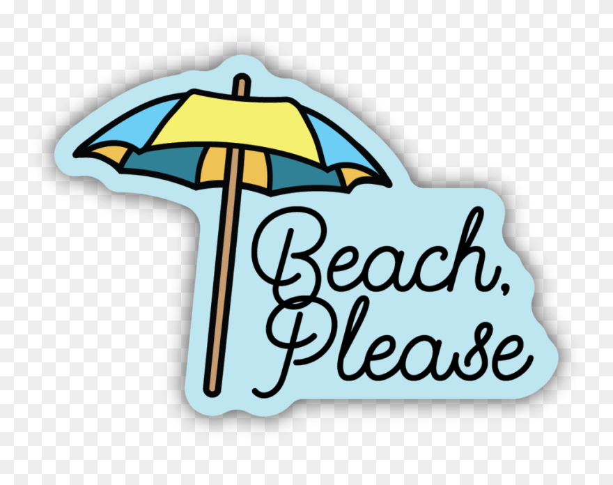 Beach, Please Umbrella Sticker Clipart