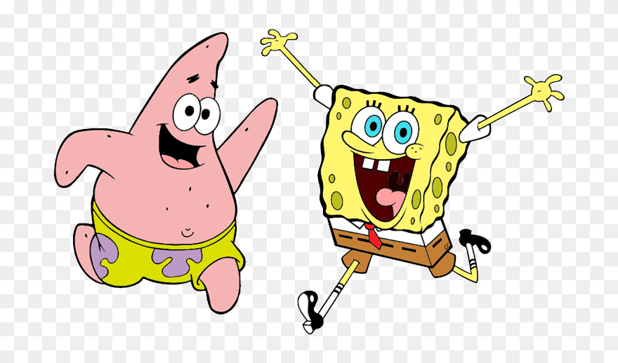 Jpg Black And White Download Squarepants Clip Art Cartoon - Sponge Bob Patrick Spongebob Squarepants - Png Download