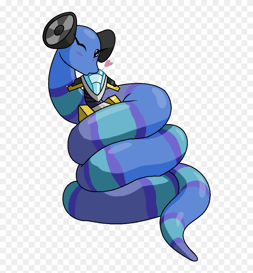 Jazzy Blue Hugging Coils, And A Kiss - Cartoon Clipart