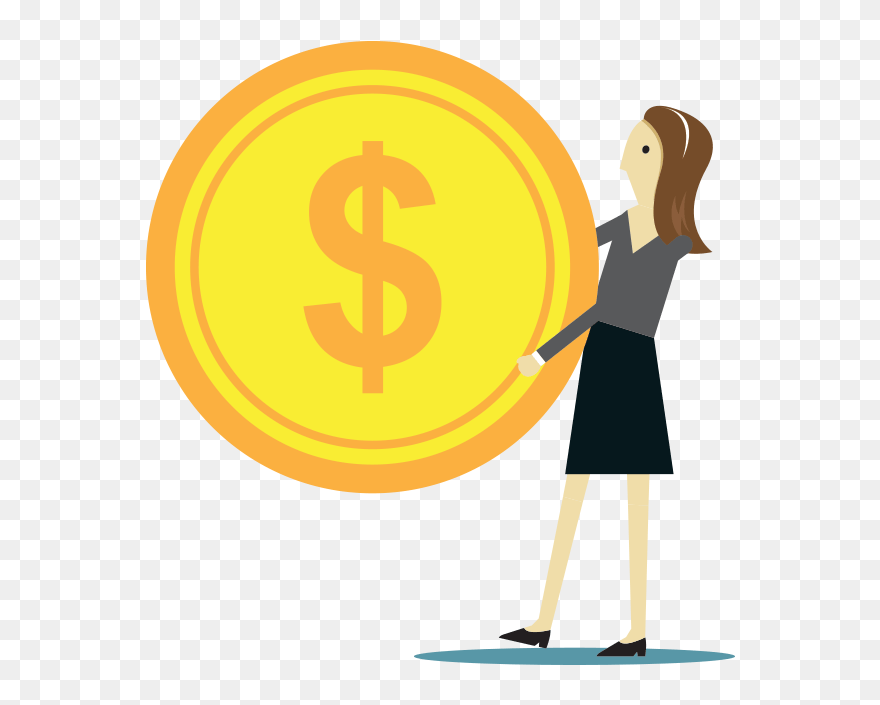 Business Woman Holding A Lot Of Money - Illustration Clipart