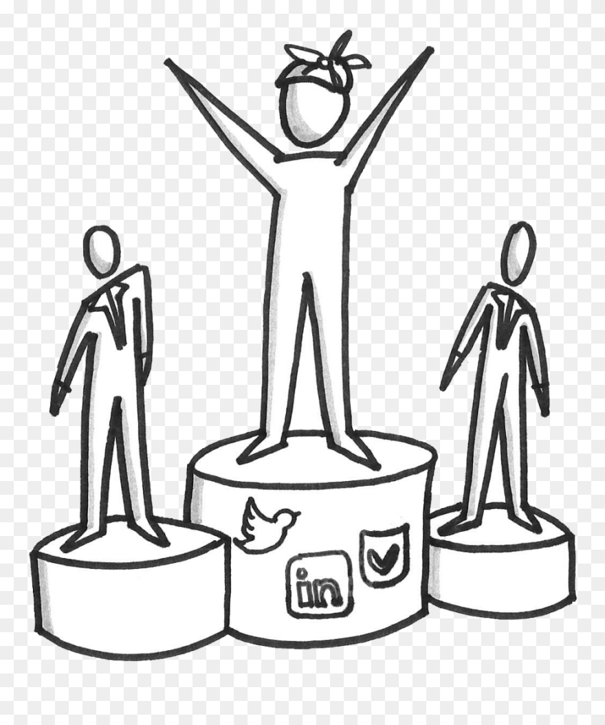 Younger Person On Winners Podium With Social Media Clipart