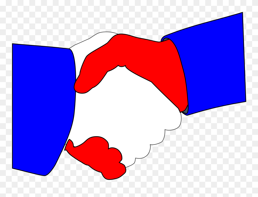 Red And Blue Hands Shaking Clipart - Png Download